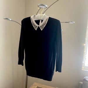 TED BAKER RHINESTONE COLLAR SWEATER. SIZE EU 2